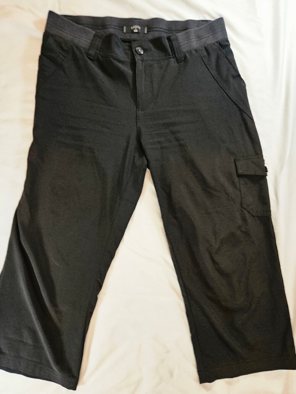 Riders By Lee Womens Black Cargo Buttoned Elastic Waistband Capri Pants Size 10